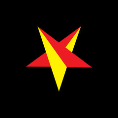 red and yellow star in black background logo vector