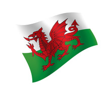 Wales Flag Waving Isolated Vector Illustration