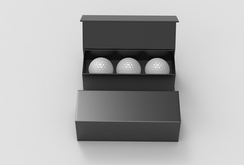 Two golf balls gift paper box for promotional branding. 3d render illustration.