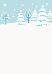 Poster - Snowy winter forest landscape background