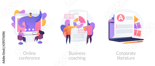 Fotografía Company workers training icons set