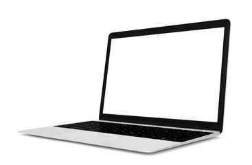 Wall Mural - Laptop with blank screen isolated on white background, 3d rendering