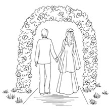 Wedding Flower Arch Graphic Black White Landscape Sketch Illustration Vector