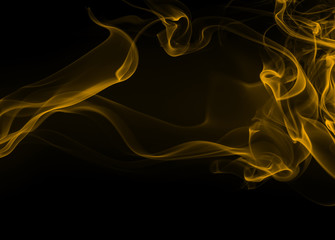 Yellow smoke abstract on black background, fire design