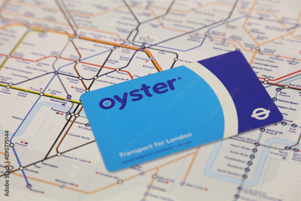 London Oyster Card on London Tube Map