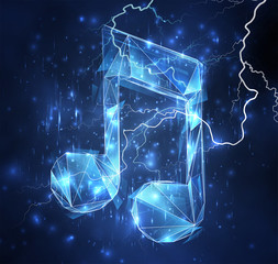 Wall Mural - 3d vector object on a background of blue sky. lightning and thunder. strength and power