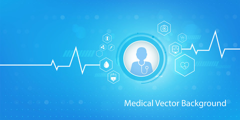 Medicine and science concept background abstract icon medical network connection on virtual screen interface. vector