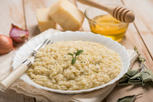 Risotto With Sage Honey And Parmesan Cheese