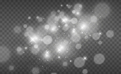 Poster - Beautiful sparks shine with special light. Vector sparkles on a transparent background. Christmas abstract pattern. A beautiful illustration for the postcard. The background for the image. Luminaries.