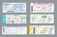 Boarding Pass Tickets With Barcodes And QR Codes