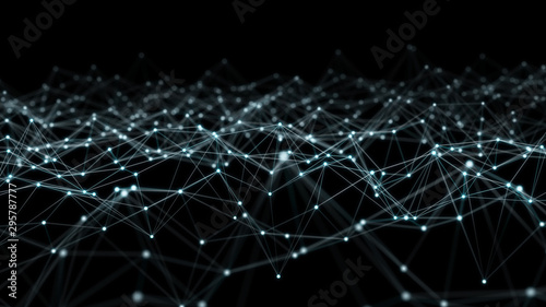 Abstract connection blue background network 3D rendering