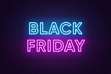 Neon Black Friday Banner. Text And Title Of Black Friday
