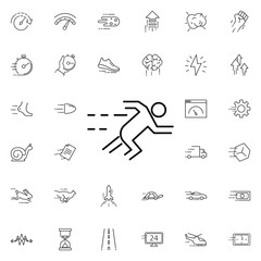 Poster - Running man icon. Universal set of speed for website design and development, app development