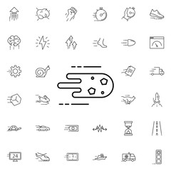 Poster - Flying meteorite icon. Universal set of speed for website design and development, app development