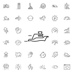 Sticker - Floating yacht icon. Universal set of speed for website design and development, app development