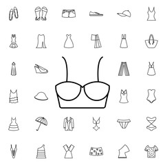 Sticker - Swimsuit icon. Universal set of summer clothes for website design and development, app development