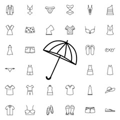 Poster - Summer umbrella icon. Universal set of summer clothes for website design and development, app development