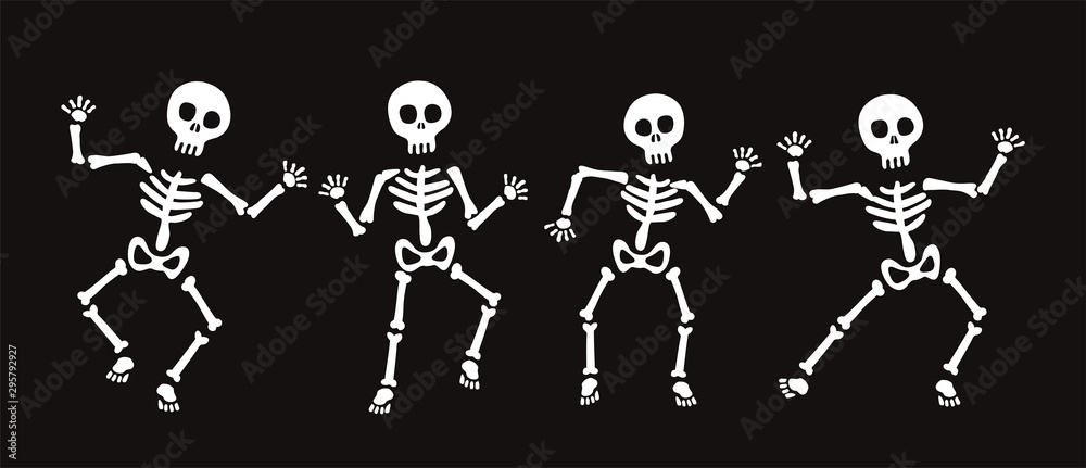 Set of skeleton for Halloween - obrazy, fototapety, plakaty 