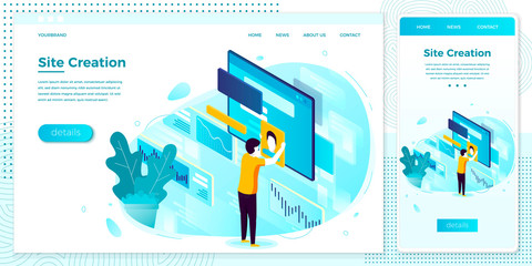 Vector online web set site creation process