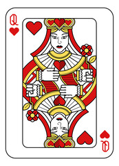Leinwandbilder - A playing card Queen of hearts in red, yellow and black from a new modern original complete full deck design. Standard poker size.