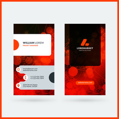 vertical double-sided black and red modern business card template. vector illustration. stationery d