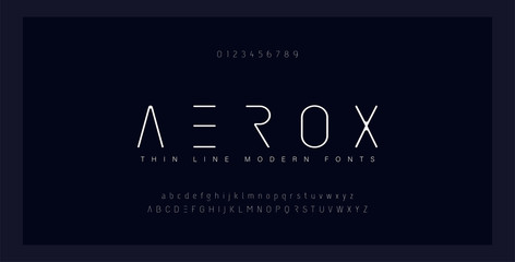 Abstract thin line font alphabet. Minimal modern fonts and numbers. Typography typeface uppercase lowercase and number. vector illustration