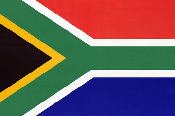 south africa republic national fabric flag, textile background.
