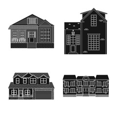 Wall Mural - Vector design of building and front sign. Set of building and roof stock symbol for web.