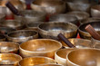 © goyoconde - Alcalá de henares, Madrid / Spain. 10.13.2019. Sale and exhibition of Tibetan bowls