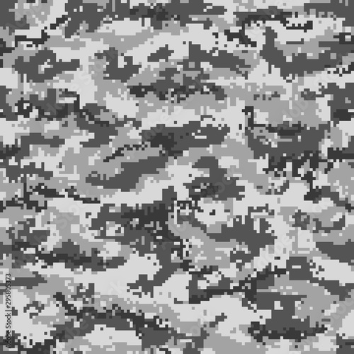 Cuadros en Lienzo Gray pixel military camouflage seamless pattern. Vector