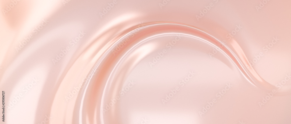 Liquid subtle pink background, cosmetic cream texture, fluid gentle surface. 3d illustration - obrazy, fototapety, plakaty 