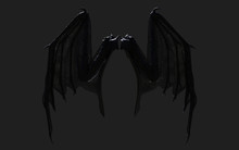 3d Illustration Dragon Wing, Devil Wings, Demon Wing Plumage Isolated On Black Background With Clipping Path.