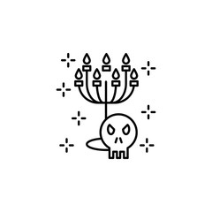 Poster - Halloween burning candles fire flame skull icon. Element of Halloween icon