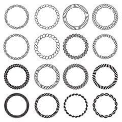 Wall Mural - round rope shapes. circle nautical frame for labels decorative sea knot border vector design templat