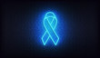 Movember neon. Ribbon of bright blue neon light for Prostate cancer awareness month