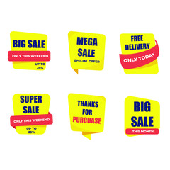 Wall Mural - Collection of Label Sale Template Design for Advertising text, banner, element , social media post and graphic resource. Easy to use  and editable text. Vector Illustration EPS 10
