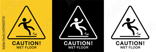Fotomural wet floor sign icon vector,3 background colors