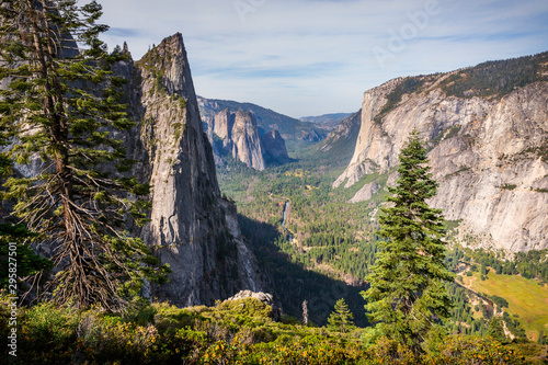 View from 4 Mile trail of Yosemite Valley including El Capitan, Sentinel Rocks, Cathedral Rocks and the Merced River Canvas Print