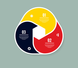 Wall Mural - Vector circle infographic. Template for diagram, graph, presentation and chart. Business concept with three options, parts, steps or processes. Abstract background