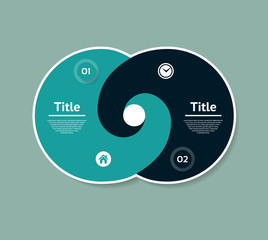Wall Mural - Vector circle infographic. Template for diagram, graph, presentation and chart. Business concept with 2 options, parts, steps or processes. Abstract background