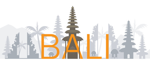 Wall Mural - Bali, Indonesia Skyline Landmarks with Text or Word