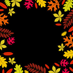 Wall Mural - Beautiful autumn leaves frame with copy space vector