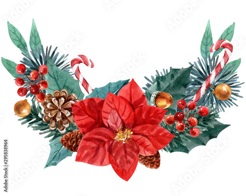 christmas wreath on white background