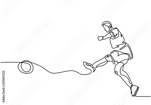 Soccer Player Drawing Continuous One Line Hand Drawn Football Person Kick A Ball During The Match Game Vector Minimalism Design Buy This Stock Vector And Explore Similar Vectors At Adobe Stock