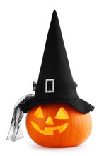 Halloween Pumpkin With Witches Hat