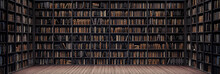Bookshelves In The Library With Old Books 3d Render 3d Illustration