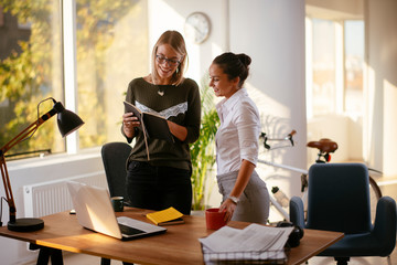 Businesswomen discussing work in the office 