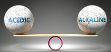Acidic And Alkaline In Balance - Pictured As Balanced Balls On Scale That Symbolize Harmony And Equity Between Acidic And Alkaline That Is Good And Beneficial., 3d Illustration
