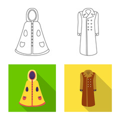 Wall Mural - Isolated object of material and clothing icon. Set of material and garment vector icon for stock.