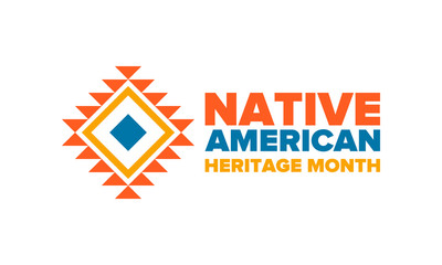 Native American Heritage Month in November. American Indian culture. Celebrate annual in United States. Tradition pattern. Poster, card, banner and background. Vector ornament, illustration